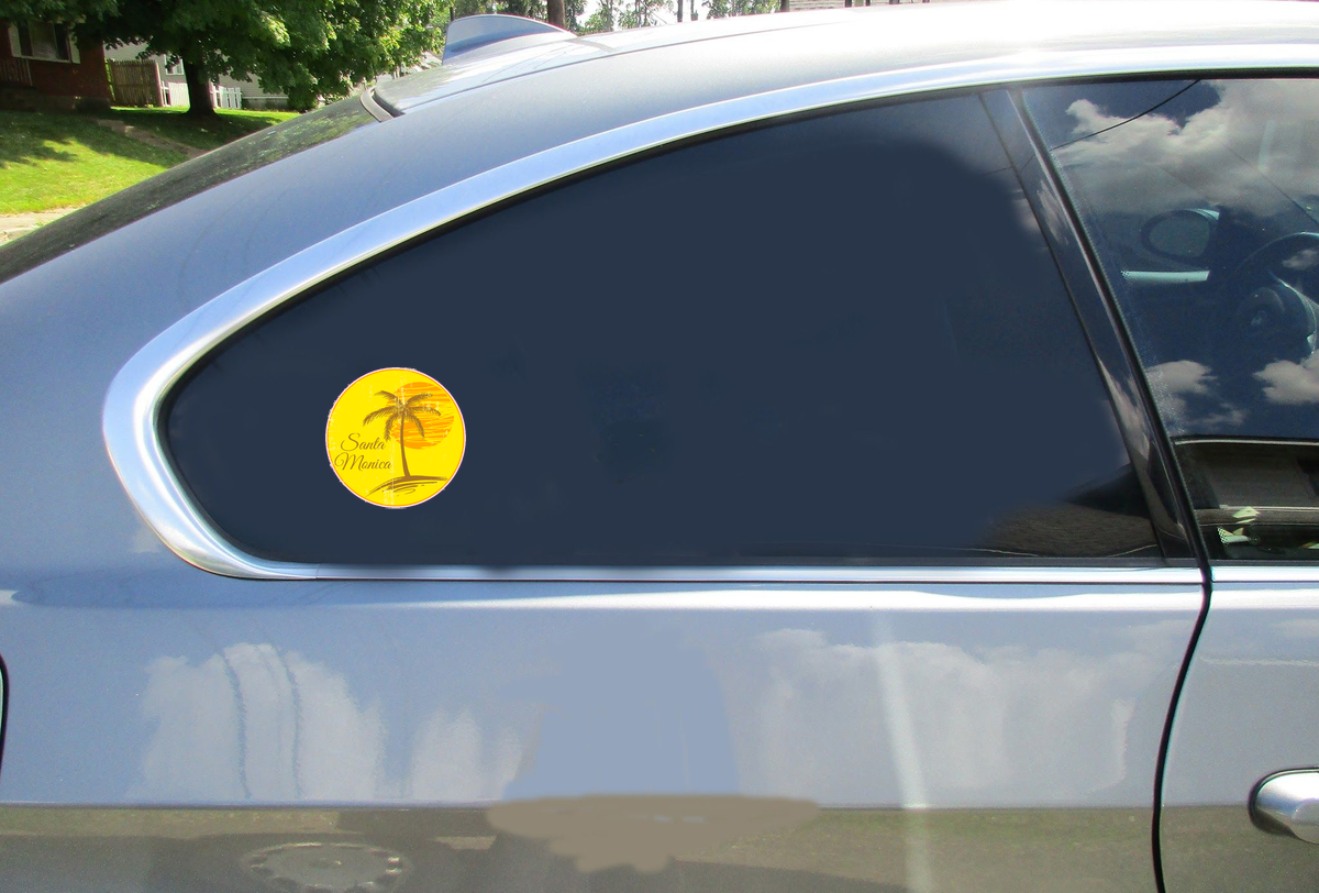 Santa Monica Palm Tree Distressed Sticker - Car Decals - U.S. Custom Stickers