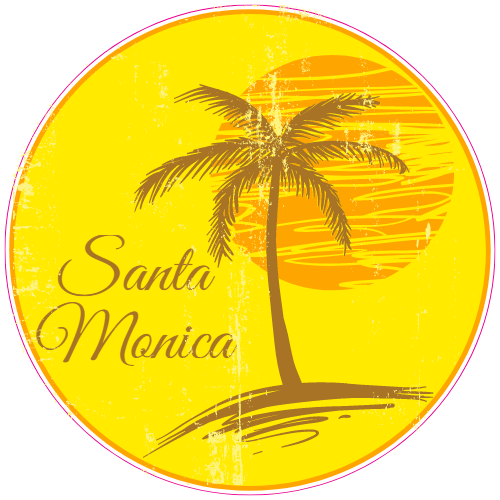 Santa Monica Palm Tree Distressed Decal - U.S. Customer Stickers