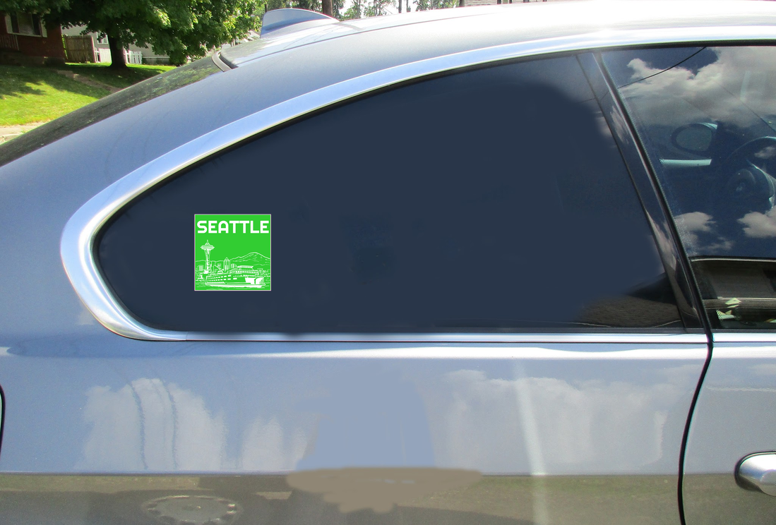 Seattle Skyline Green Sticker - Car Decals - U.S. Custom Stickers