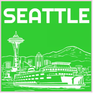 Seattle Skyline Green Sticker - U.S. Custom Stickers