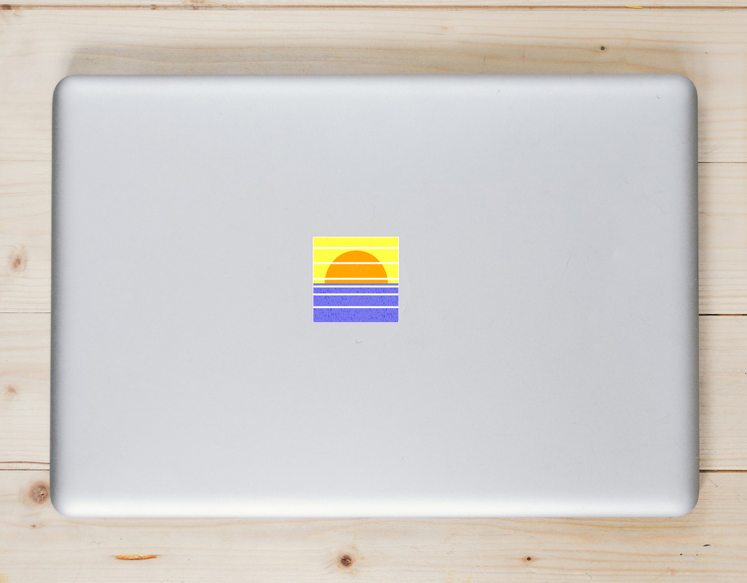 Sinking Sun Retro Sticker - Laptop Decal - U.S. Custom Stickers