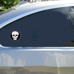 Skull With Red Eyes Circle Sticker - Car Decals - U.S. Custom Stickers