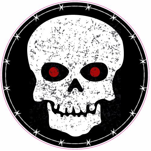 Skull With Red Eyes Circle Sticker - U.S. Custom Stickers
