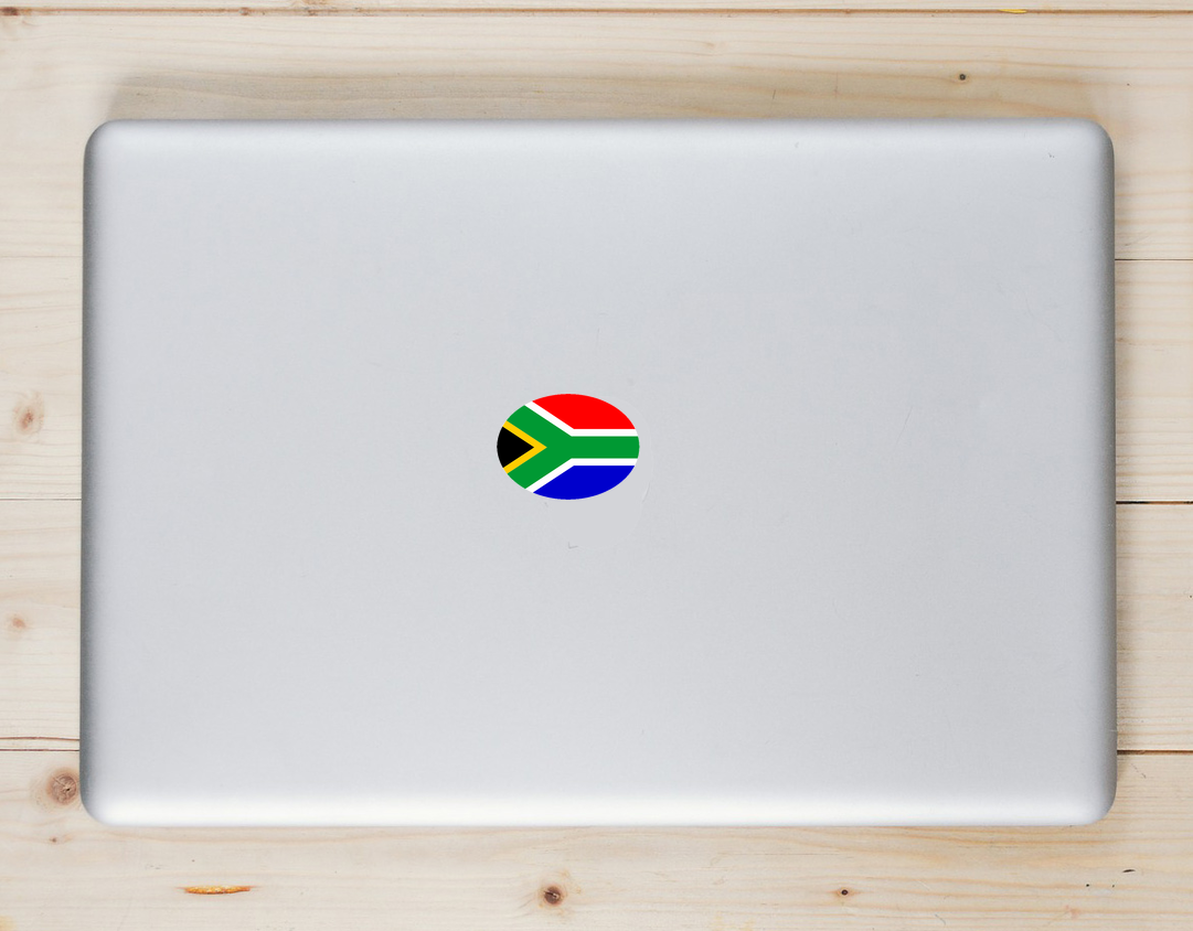 South African Flag Oval Sticker - Laptop Decal - U.S. Custom Stickers