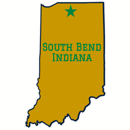 South Bend Indiana State Shaped Decal - U.S. Customer Stickers
