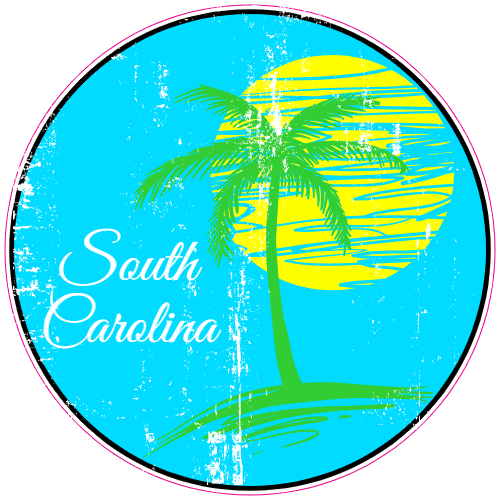 South Carolina Palm Tree Sun Circle Decal - U.S. Customer Stickers