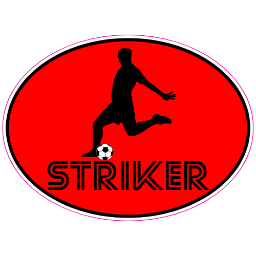 Striker Soccer Player Oval Decal - U.S. Customer Stickers