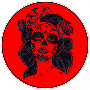 Sugar Skull Masked Woman Sticker - U.S. Custom Stickers