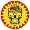Sunshine Sugar Skull Circle Sticker - U.S. Custom Stickers