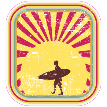 Surfer In Sunset Retro Decal - U.S. Customer Stickers