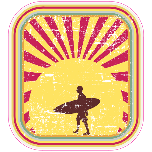 Surfer In Sunset Retro Decal - U.S. Customer Stickers