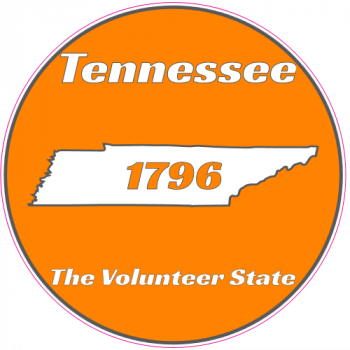 Tennessee The Volunteer State Orange Circle Decal - U.S. Custom Stickers