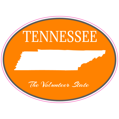 Tennessee Volunteer State Oval Decal - U.S. Customer Stickers