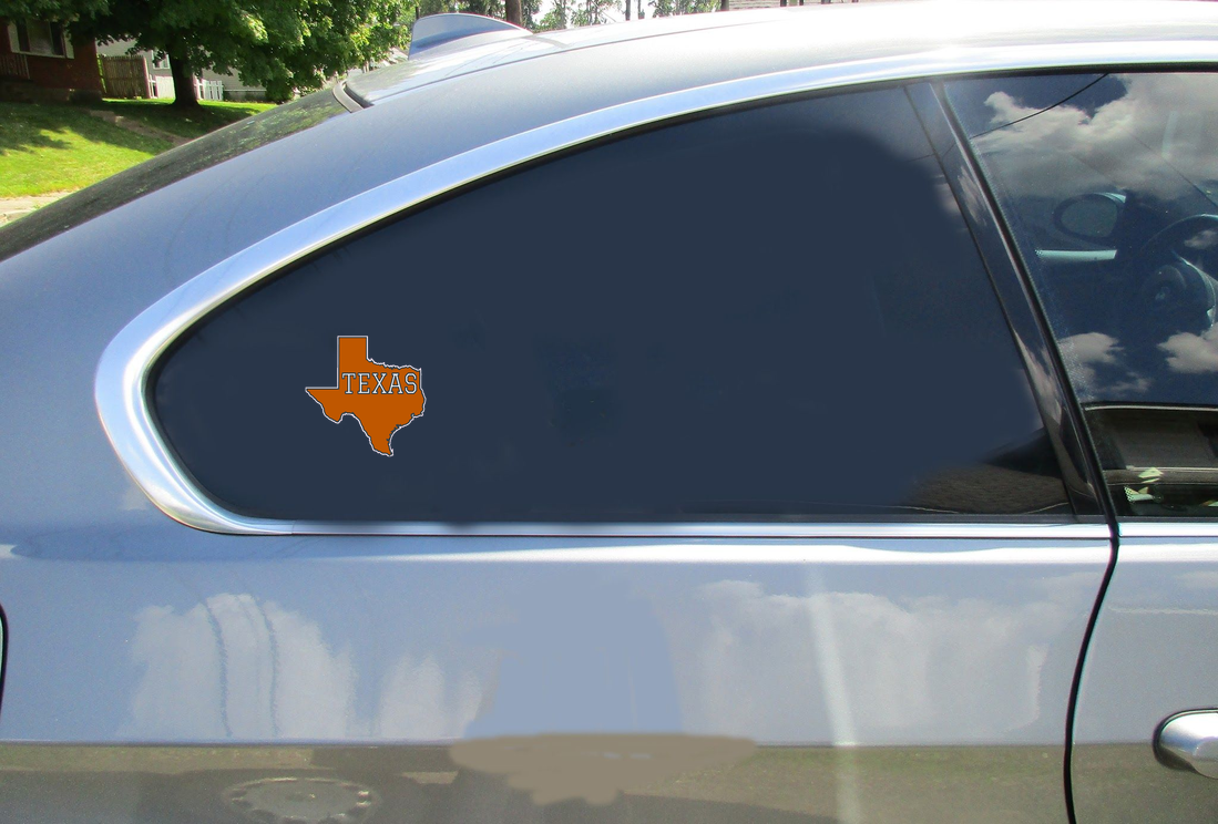 Texas Burnt Orange State Shaped Sticker - Car Decals - U.S. Custom Stickers