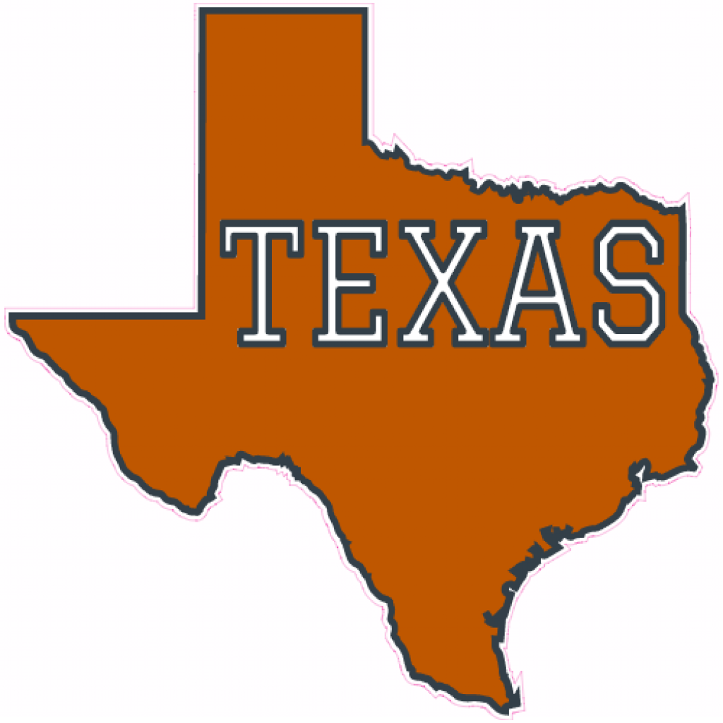 Texas Burnt Orange State Shaped Sticker U.S. Custom Stickers