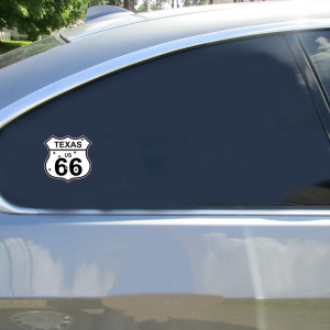 Texas Route 66 Bullet Hole Road Sign Sticker - Car Decals - U.S. Custom Stickers