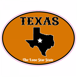 Texas The Lone Star State Burnt Orange Oval Decal - U.S. Custom Stickers