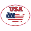 USA Outline With Flag Oval Decal - U.S. Custom Stickers