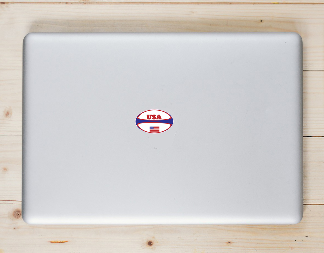 USA Rugby Ball Shaped Sticker - Laptop Decal - U.S. Custom Stickers