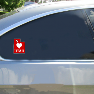 Utah Heart Red State Shaped Sticker - Car Decals - U.S. Custom Stickers