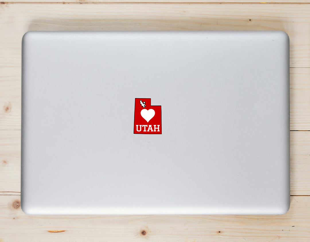 Utah Heart Red State Shaped Sticker - Laptop Decal - U.S. Custom Stickers