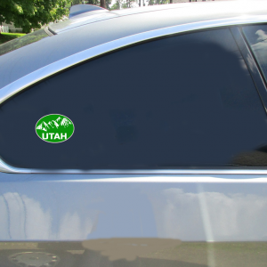 Utah Mountains Oval Sticker - Car Decals - U.S. Custom Stickers