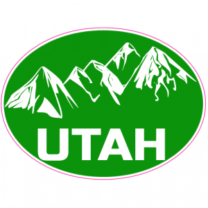 Utah Mountains Oval Sticker - U.S. Custom Stickers