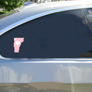 Vermont Heart Pink State Shaped Sticker - Car Decals - U.S. Custom Stickers
