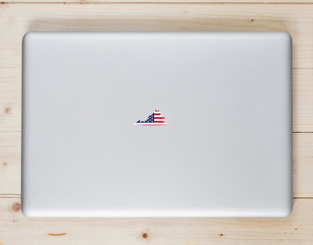Virginia American Flag State Shaped Sticker - Laptop Decal - U.S. Custom Stickers