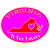 Virginia Is For Lovers Heart Pink Red Oval Decal - U.S. Custom Stickers
