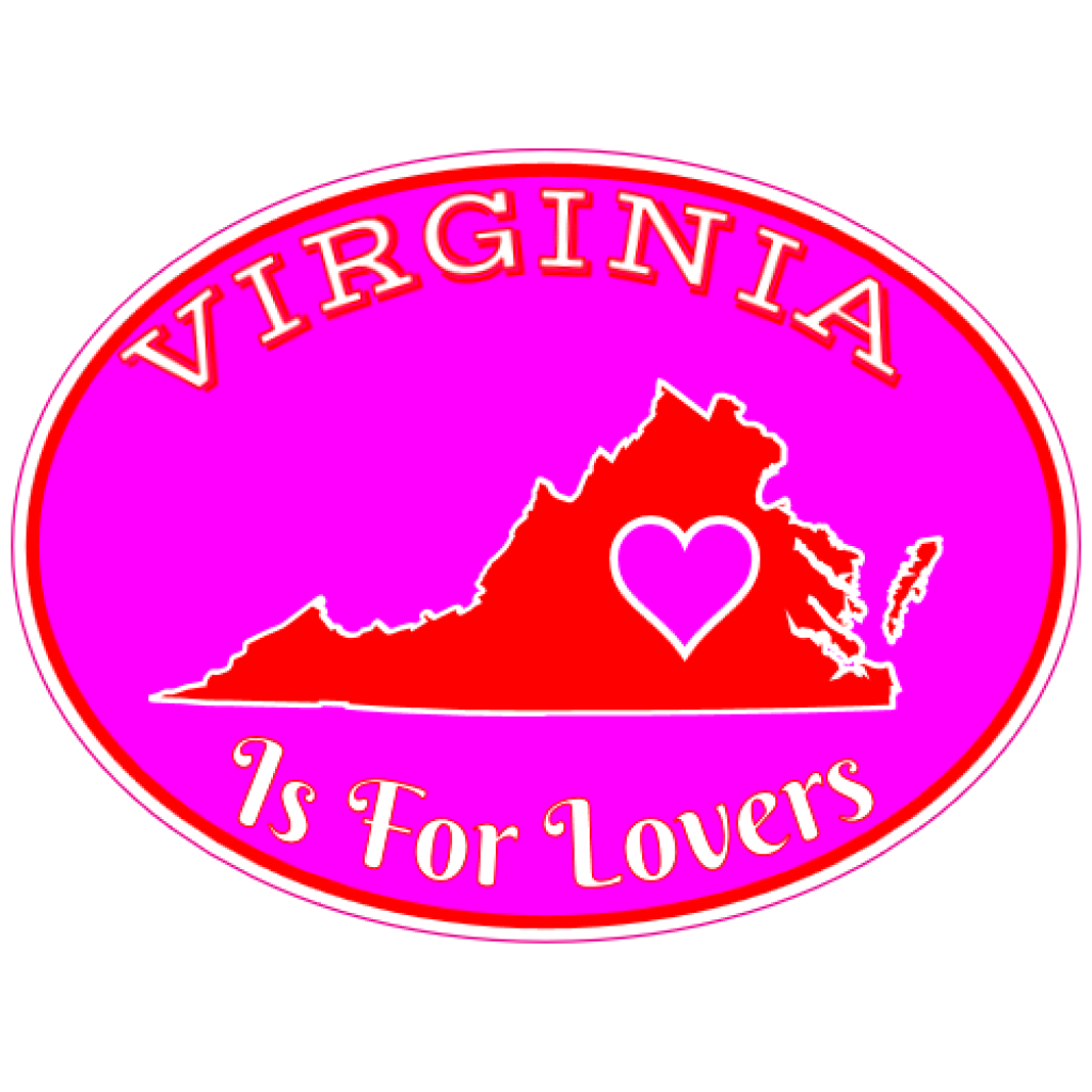 Virginia Is For Lovers Heart Pink Red Oval Decal U.S. Custom Stickers