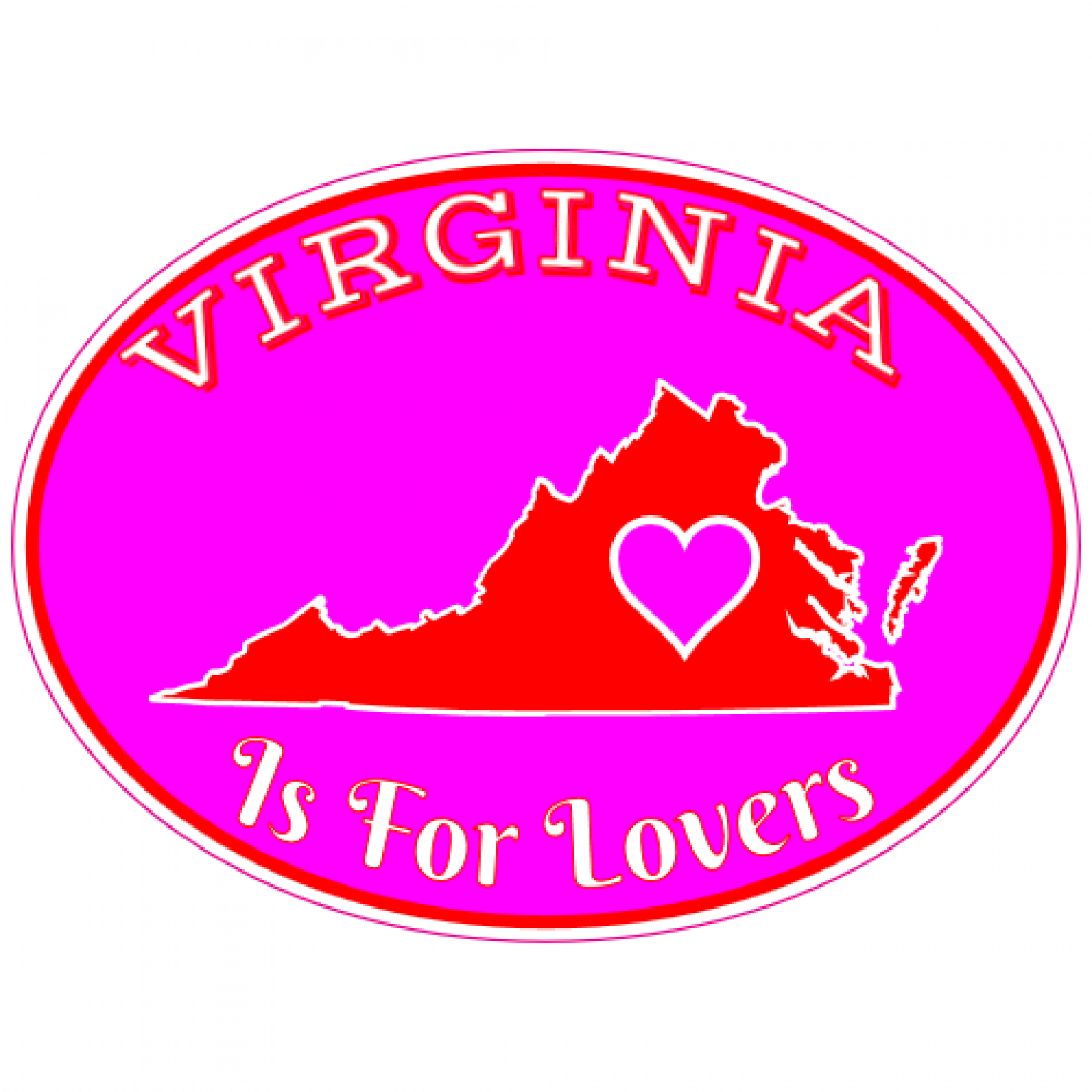 Virginia Is For Lovers Heart Pink Red Oval Decal U.S. Custom Stickers