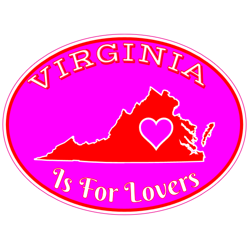 Virginia Is For Lovers Heart Pink Red Oval Decal - U.S. Custom Stickers