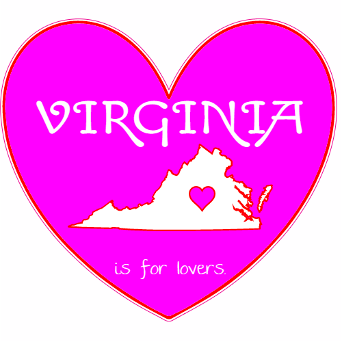 Virginia Is For Lovers Pink Heart Shaped Decal - U.S. Custom Stickers