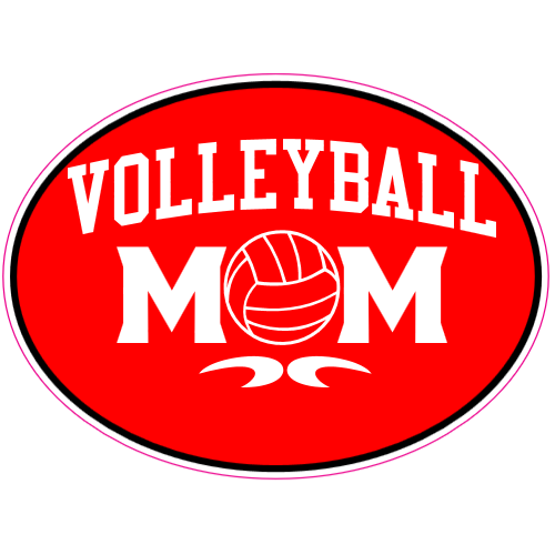 Volleyball Mom Oval Red Sticker - U.S. Custom Stickers