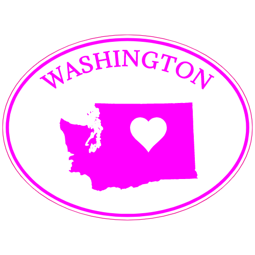 Washington State Heart Oval Decal - U.S. Customer Stickers