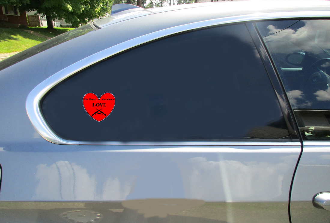 We Need Love Not Guns Heart Sticker - Car Decals - U.S. Custom Stickers