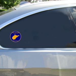 West Virginia Almost Heaven Blue Gold Circle Decal - Car Decals - U.S. Custom Stickers
