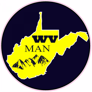 West Virginia Man State Circle Sticker - U.S. Custom Stickers