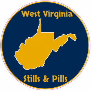 West Virginia Stills And Pills Circle Sticker - U.S. Custom Stickers