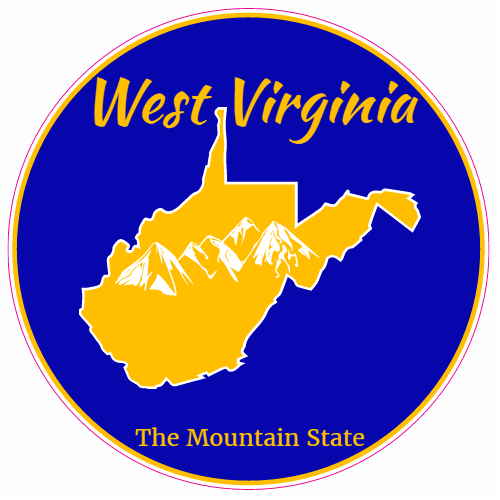 West Virginia The Mountain State Circle Decal - U.S. Custom Stickers