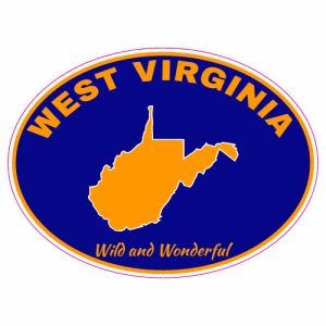 West Virginia Wild and Wonderful Navy Blue Oval Decal - U.S. Custom Stickers