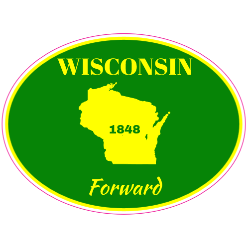 Wisconsin Forward 1848 Green Oval Decal - U.S. Custom Stickers