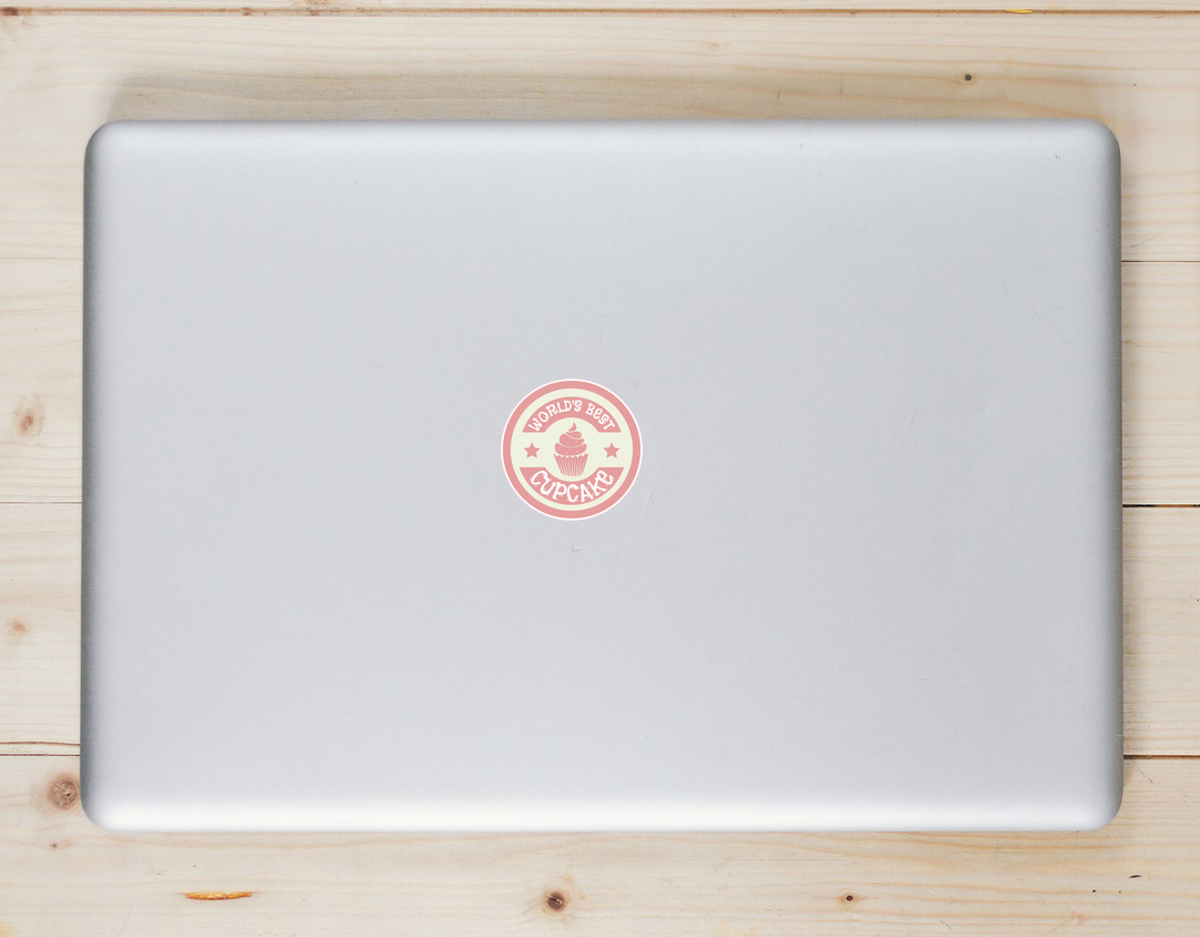 World's Best Cupcake Circle Sticker - Laptop Decal - U.S. Custom Stickers