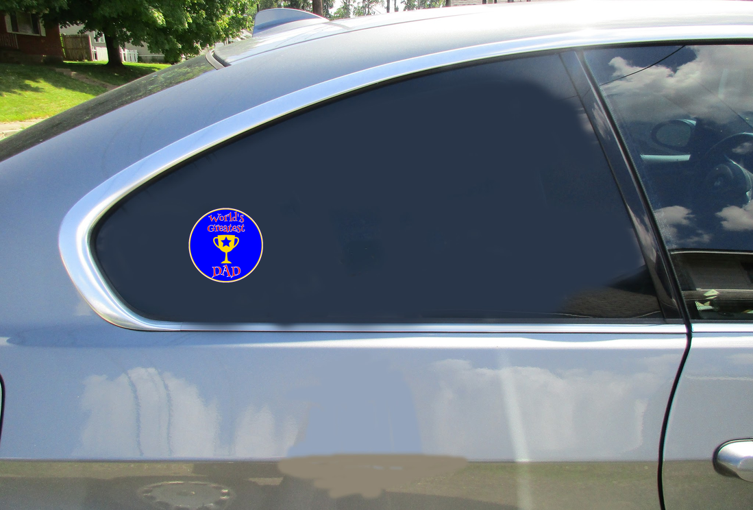 World's Greatest Dad Blue Circle Decal - Car Decals - U.S. Custom Stickers