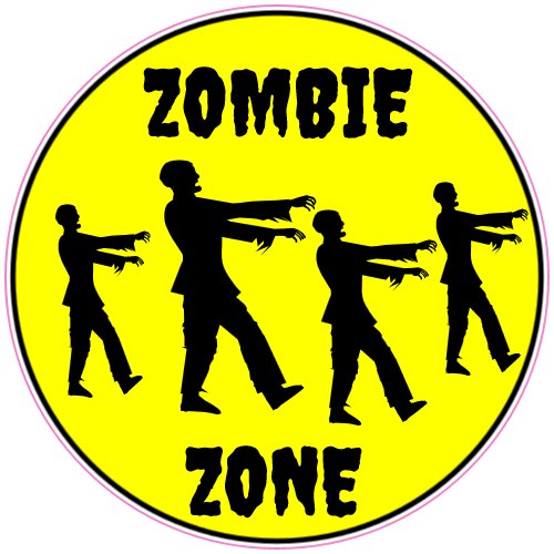 Zombie Zone Yellow Circle Decal - U.S. Customer Stickers
