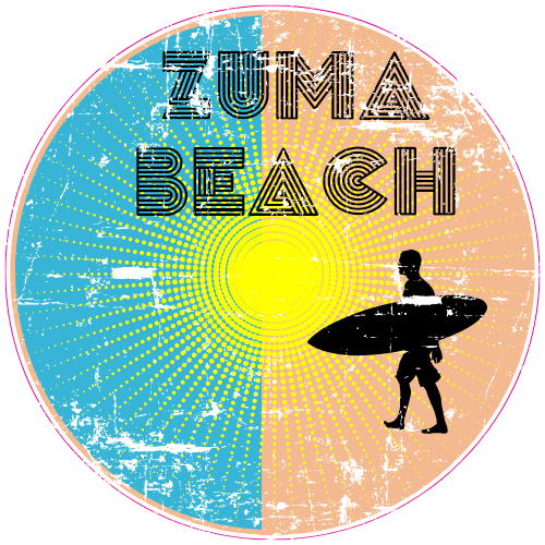 Zuma Beach Surfing Circle Decal - U.S. Customer Stickers