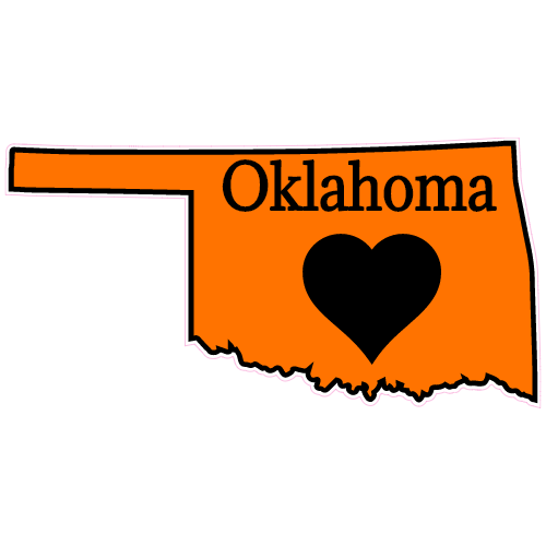 Oklahoma Heart State Shaped Decal - U.S. Customer Stickers