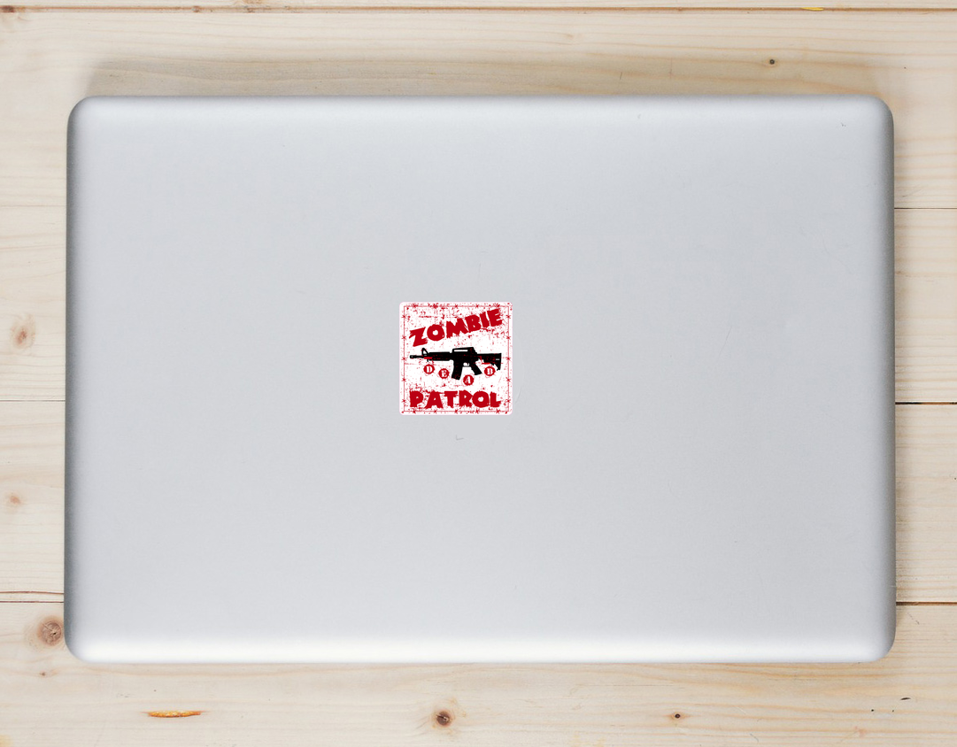 Zombie Patrol Bloody Distressed Sticker - Laptop Decal - U.S. Custom Stickers