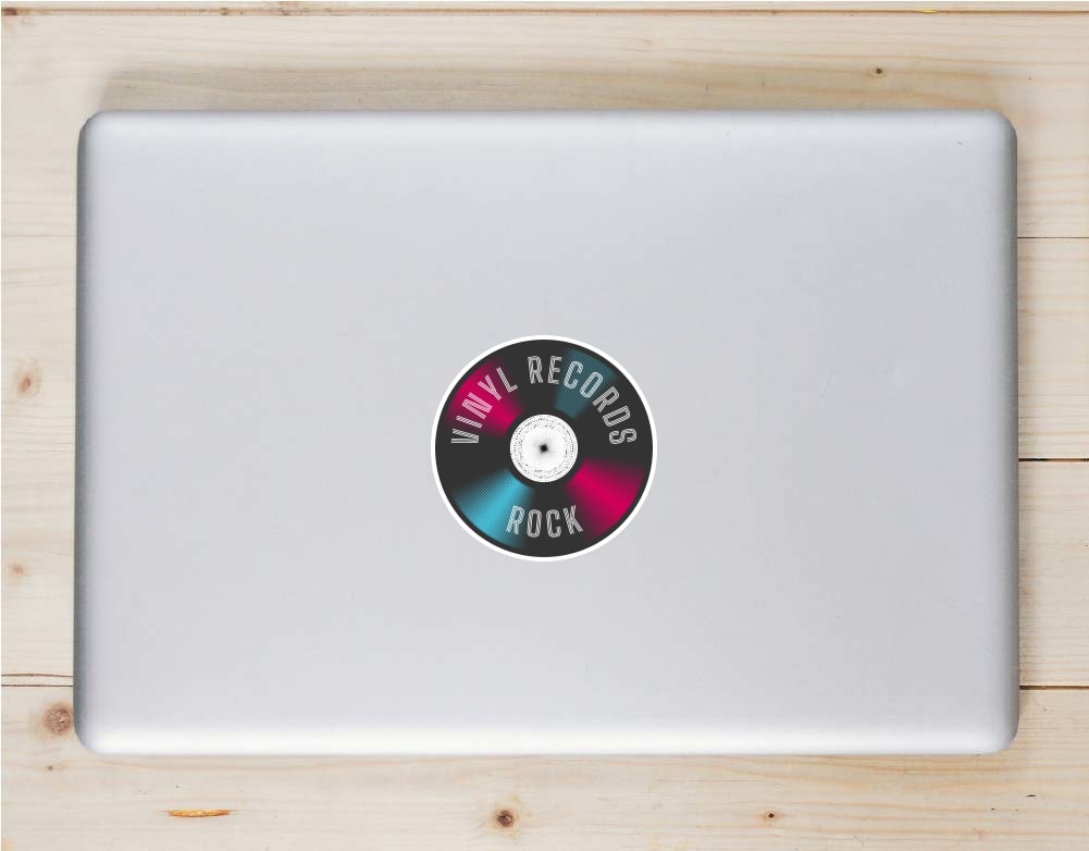 Vinyl Records Rock Sticker - Stickers for Laptops